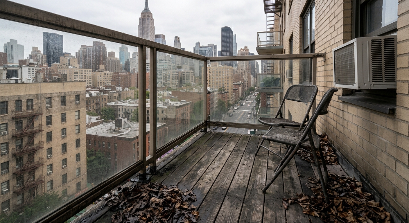 Dirty Balcony Covered in NYC Grime Before Service